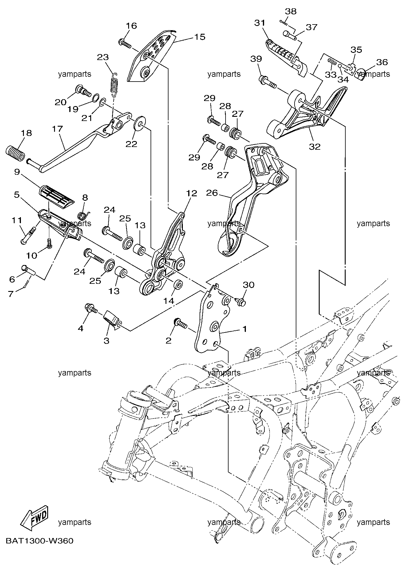 Подножки, педаль тормоза