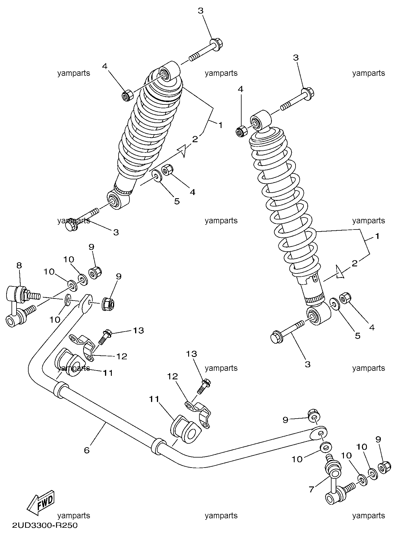 Задние амортизаторы, стабилизатор
