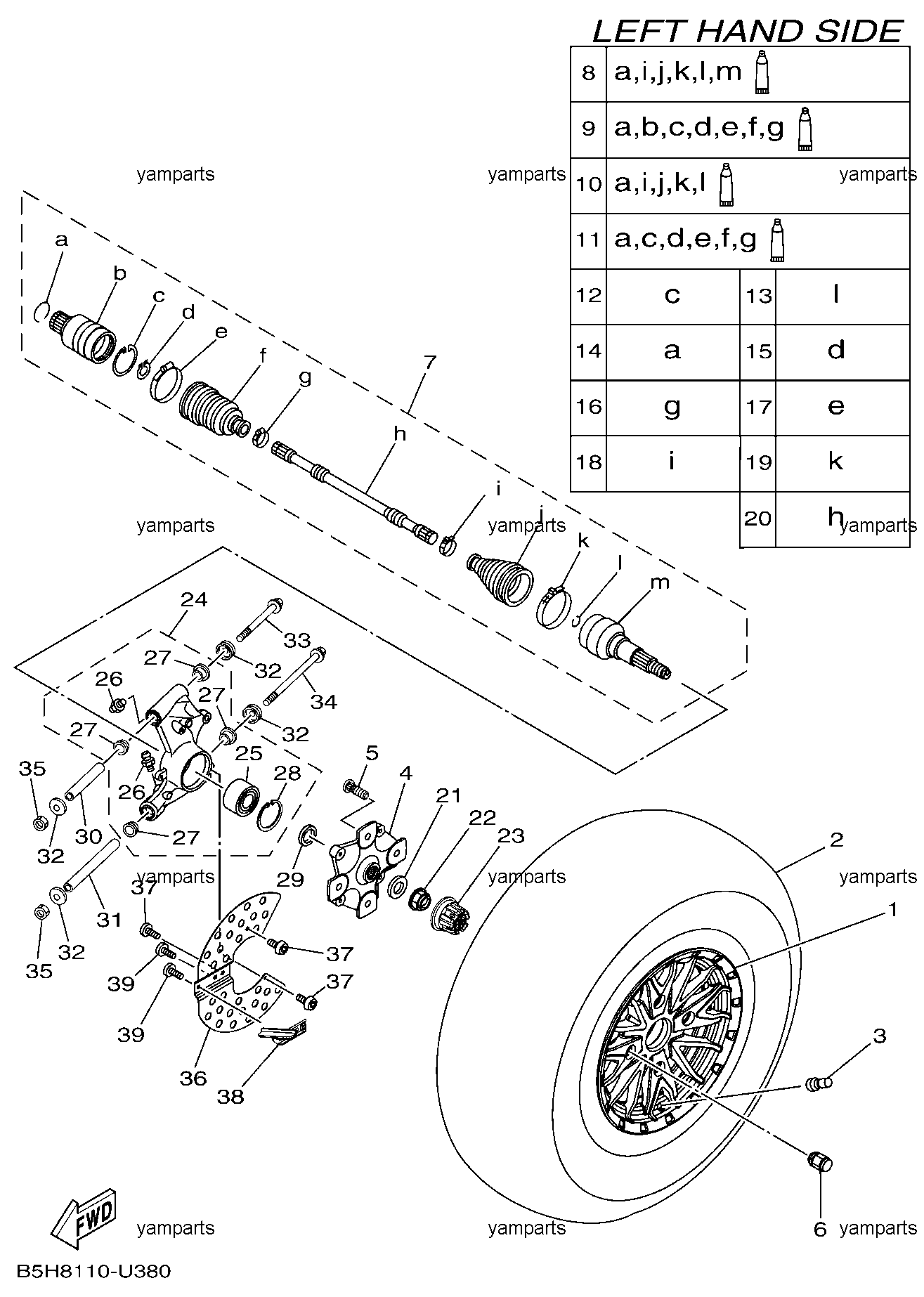 Колесо левое, привод (задние)