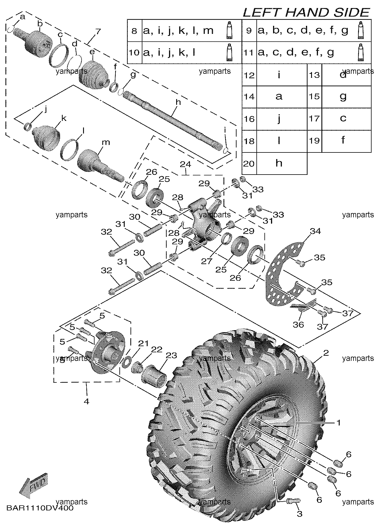 Колесо левое, привод (задние)