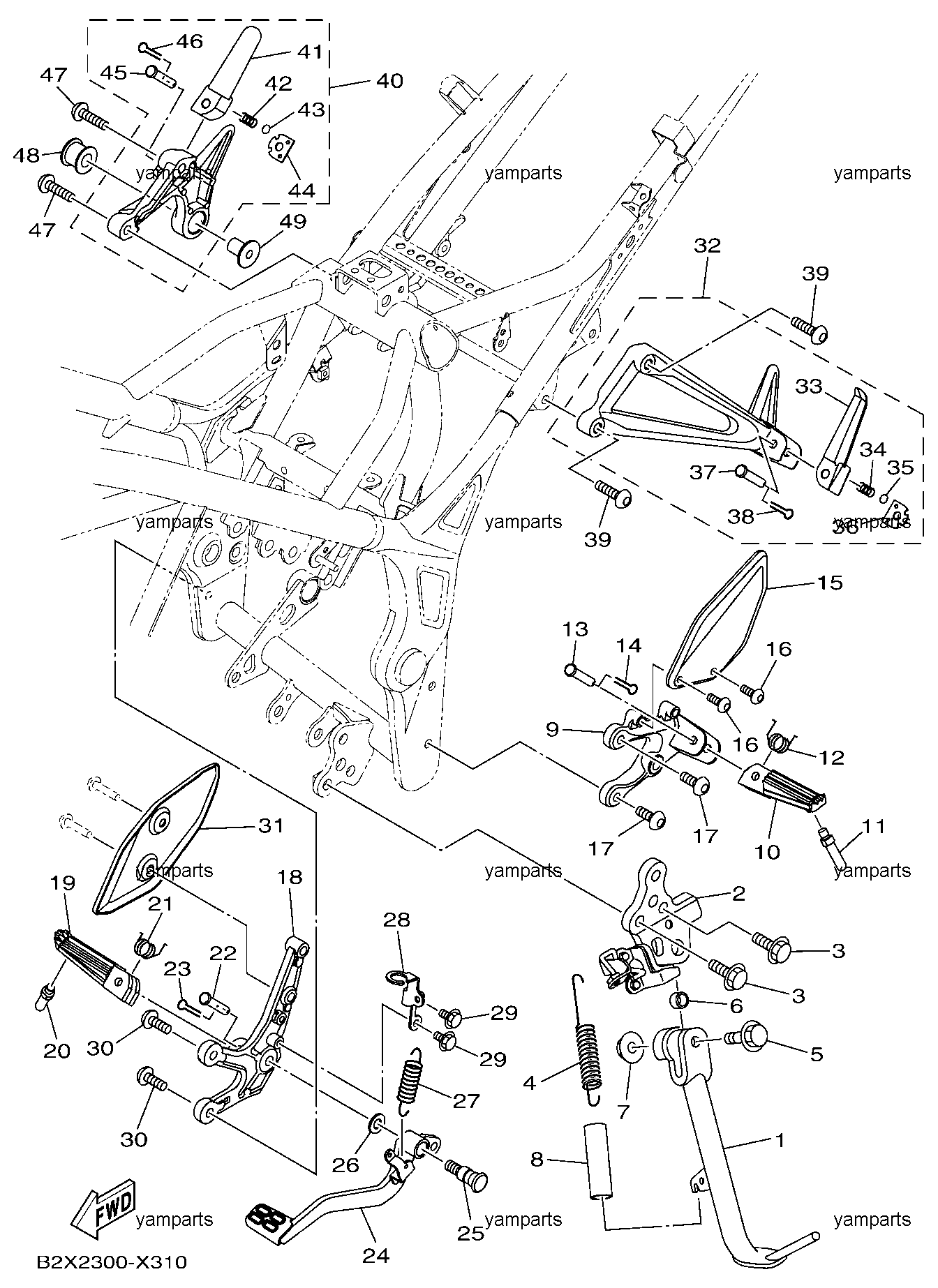 Подножки, подставка, педаль тормоза
