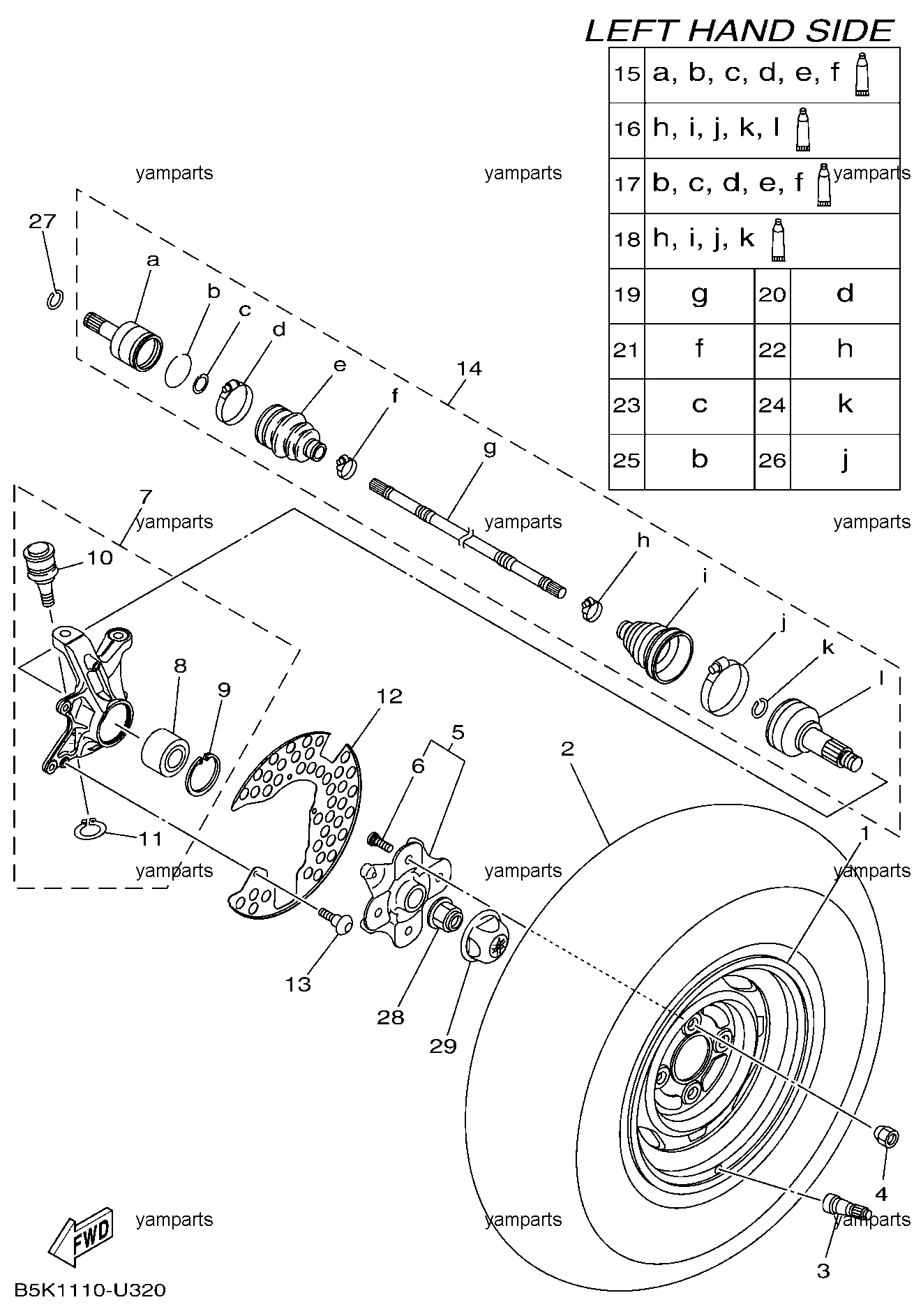 Привод и колесо передние левые