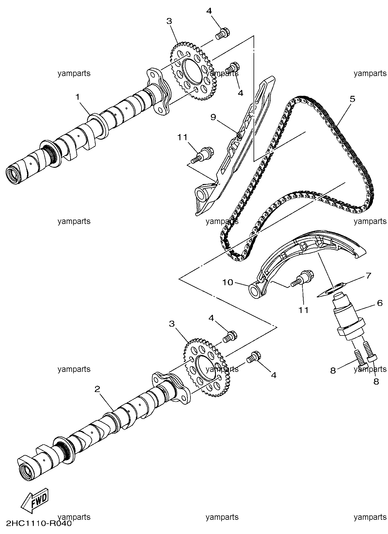 Валы распределительные, цепь