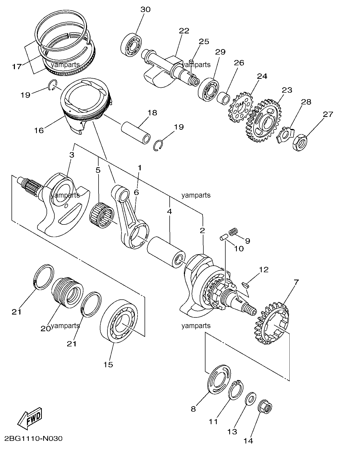 Коленвал, поршень, балансир