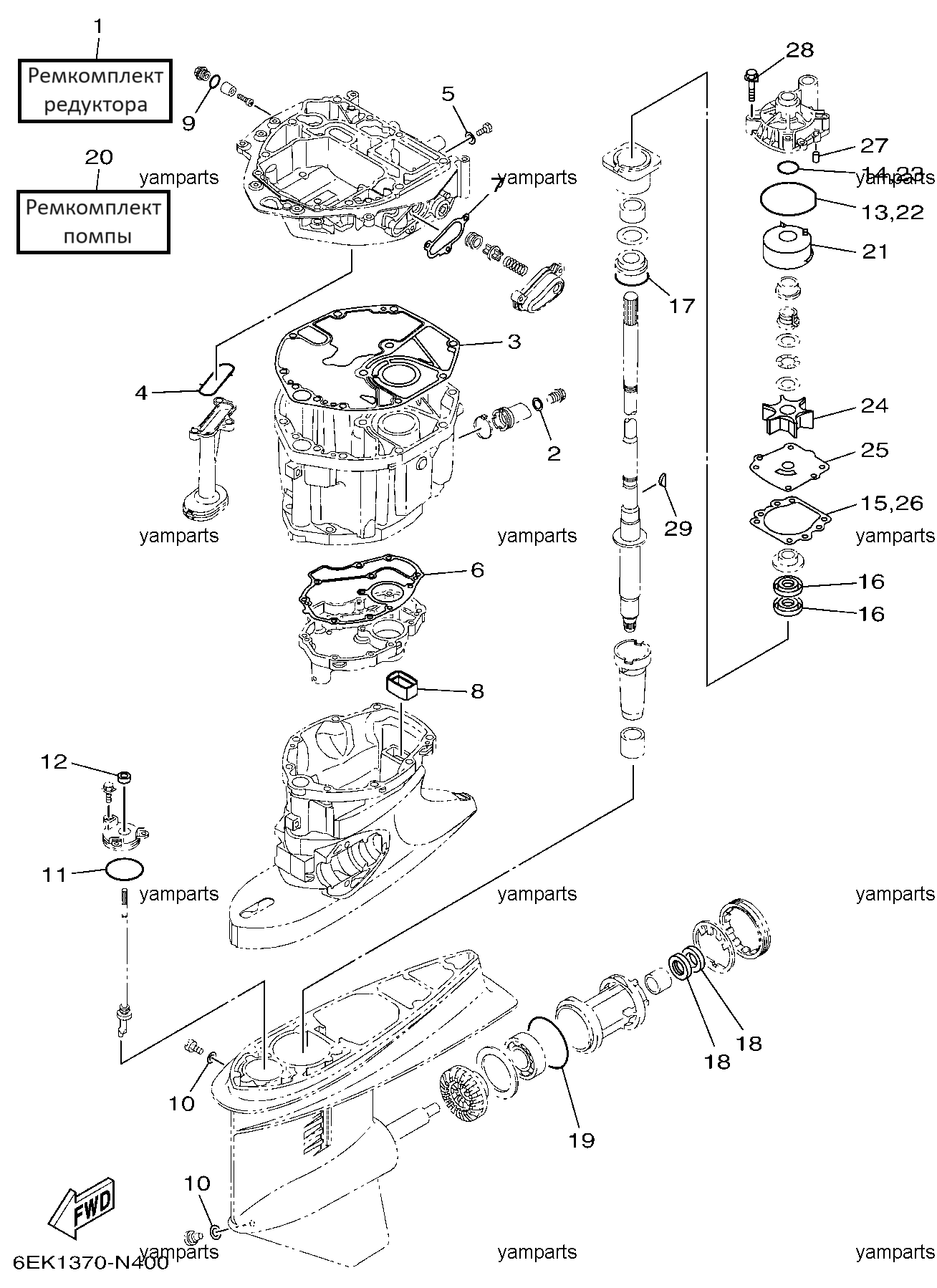Комплекты ремонтные (редуктора и помпы)