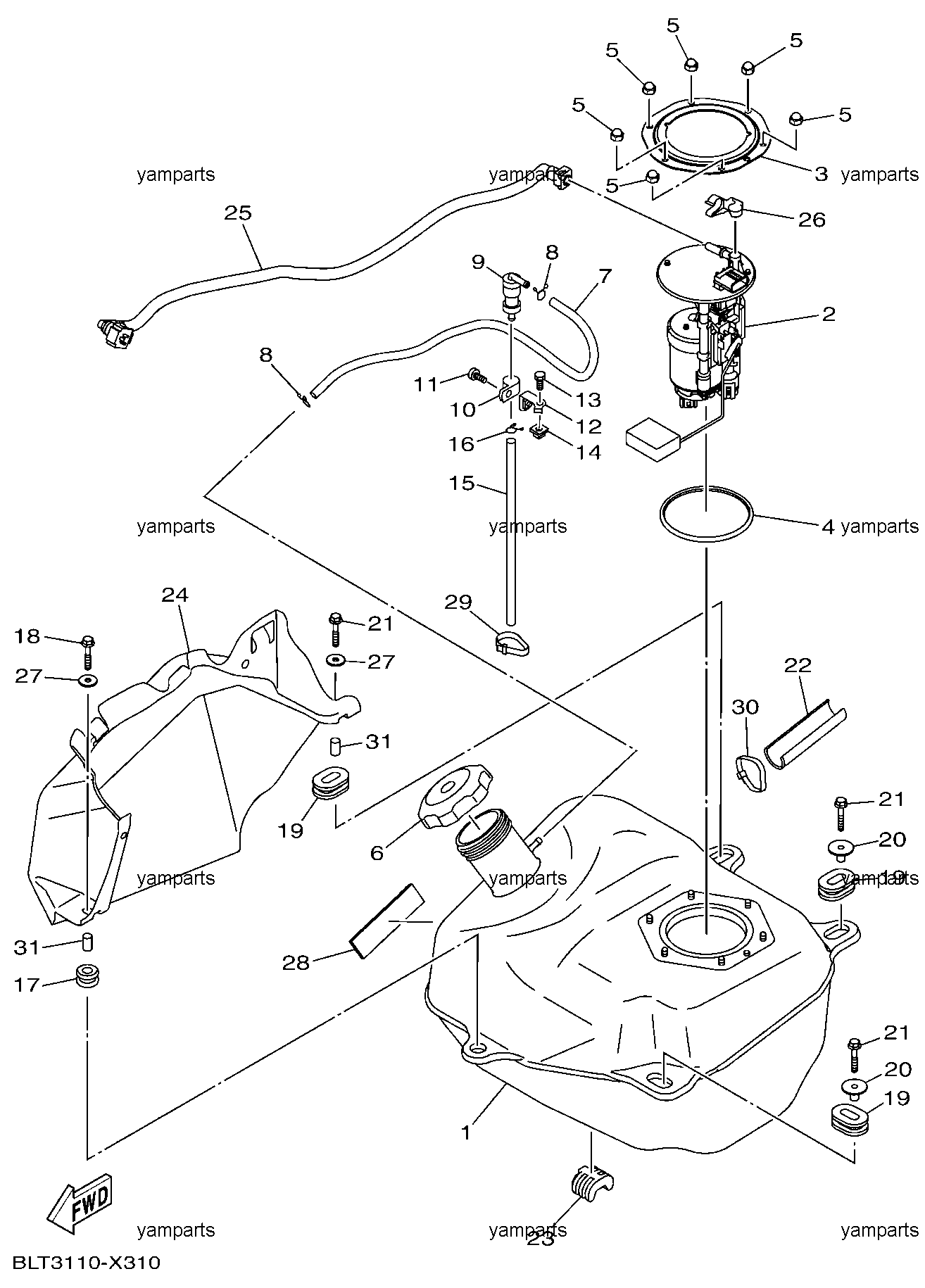 Бак топливный, насос
