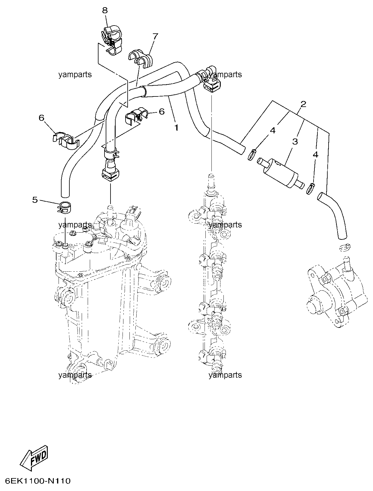 Трубки топливного блока, фильтр