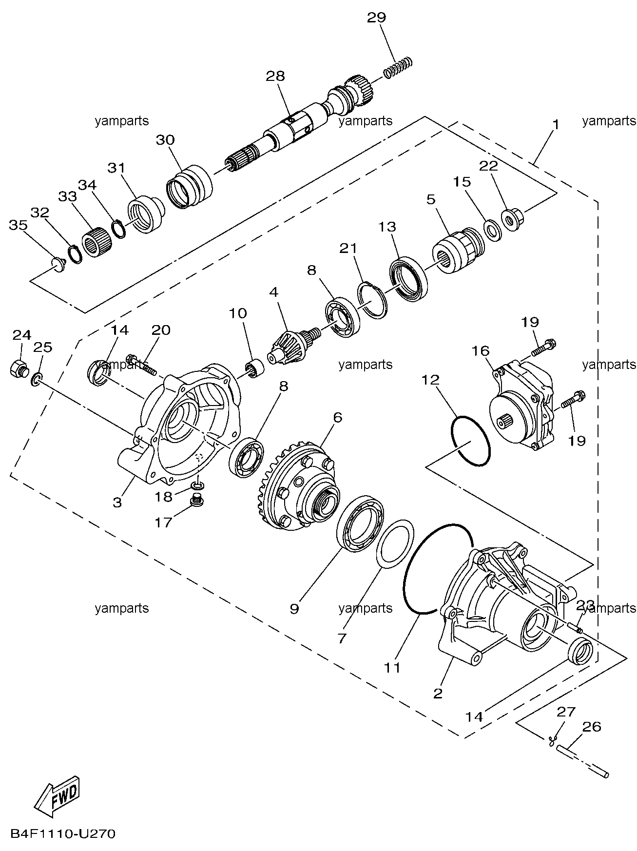 Передние ведущий вал и главная