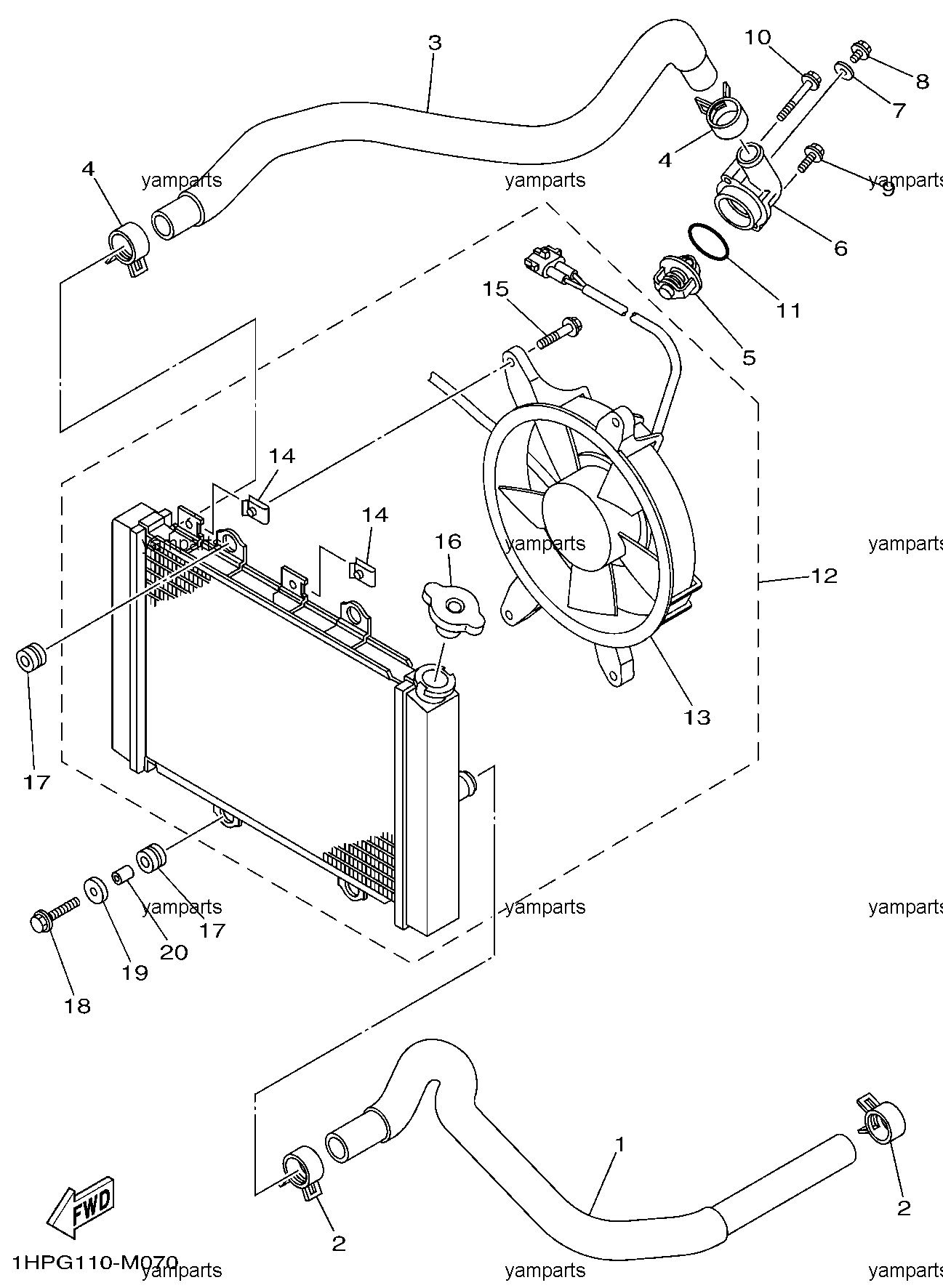 Радиатор, вентилятор, термостат