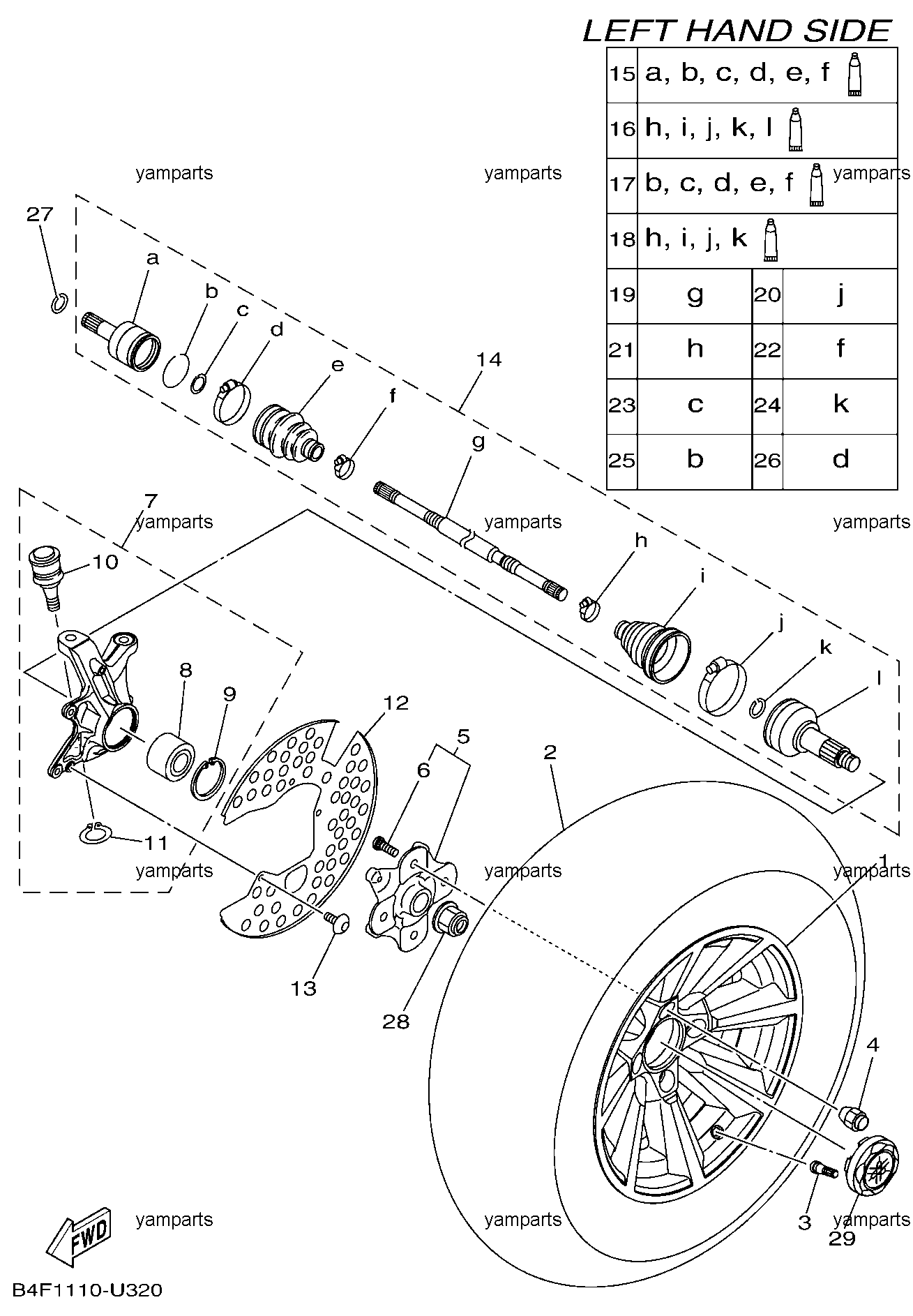 Привод и колесо передние левые