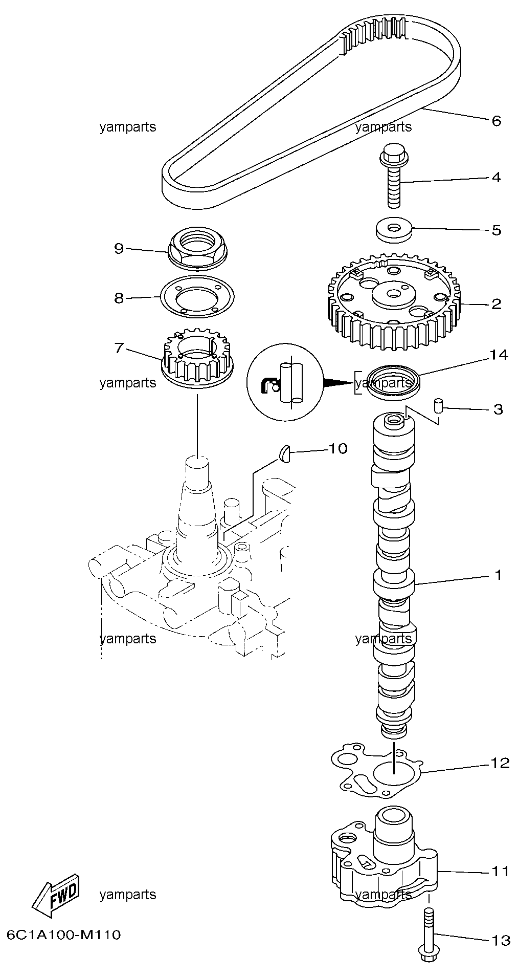 Распредвал, ремень, насос масляный