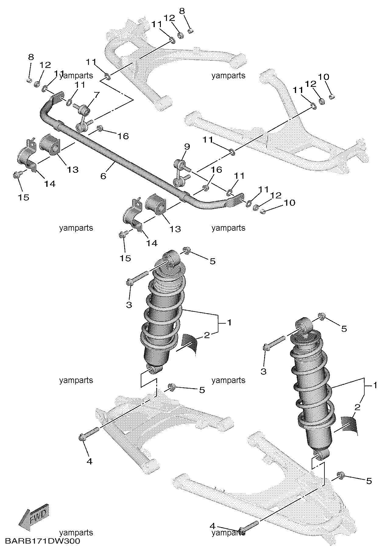 Амортизаторы задние, стабилизатор