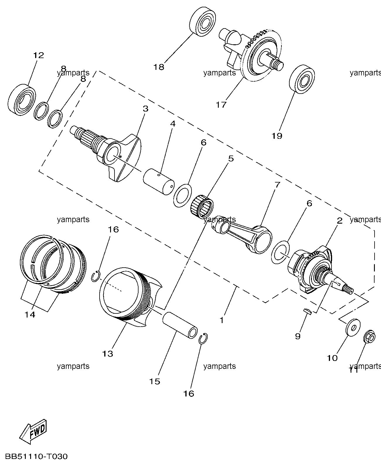 Коленвал, поршень, балансир