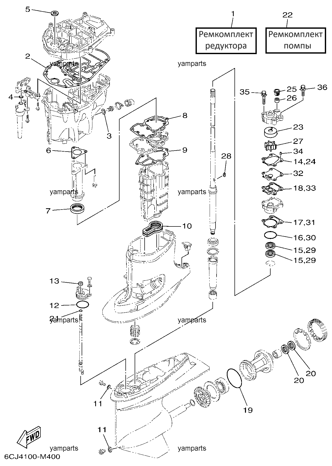 Комплекты ремонтные (редуктора и помпы)