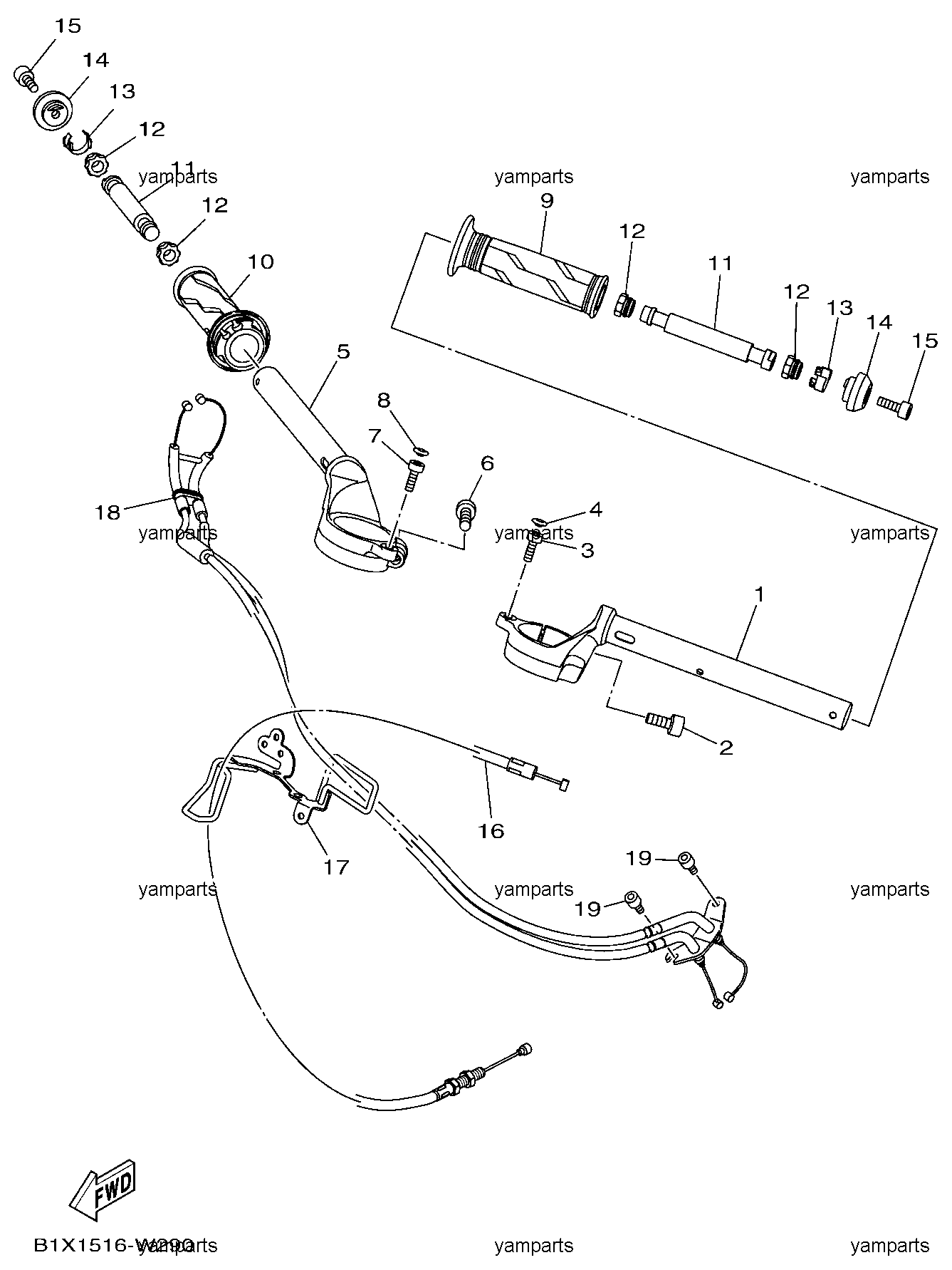 Руль, ручки, тросики