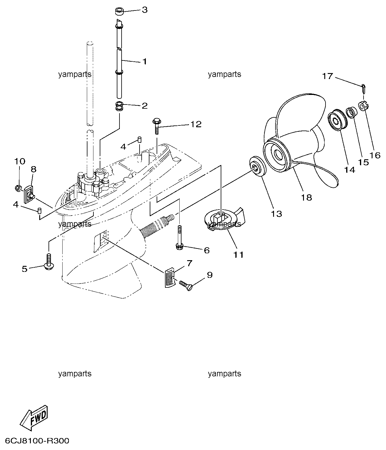 Редуктор, винт гребной