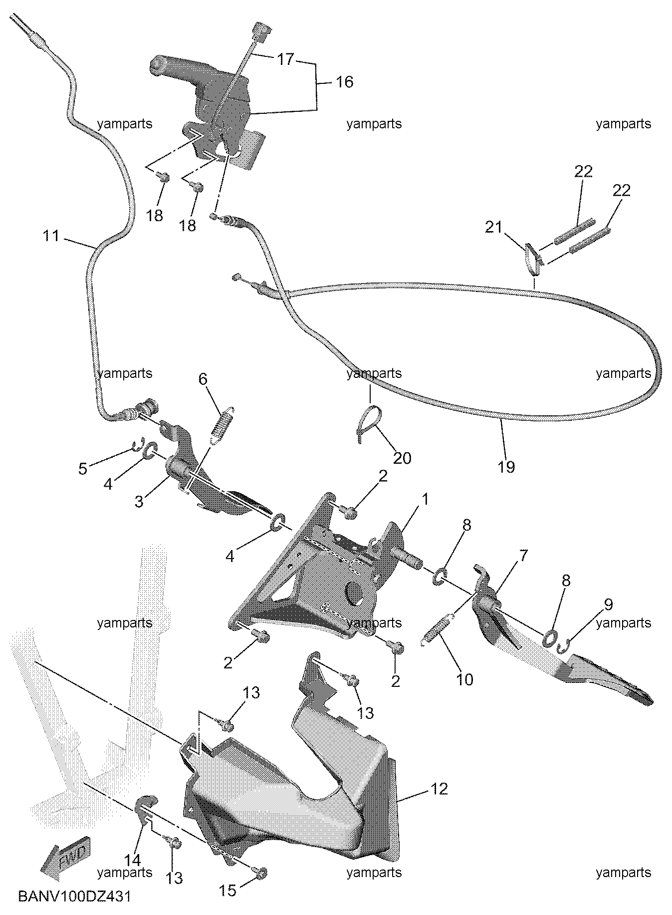 Педали, рычаг стояночного тормоза, кабели