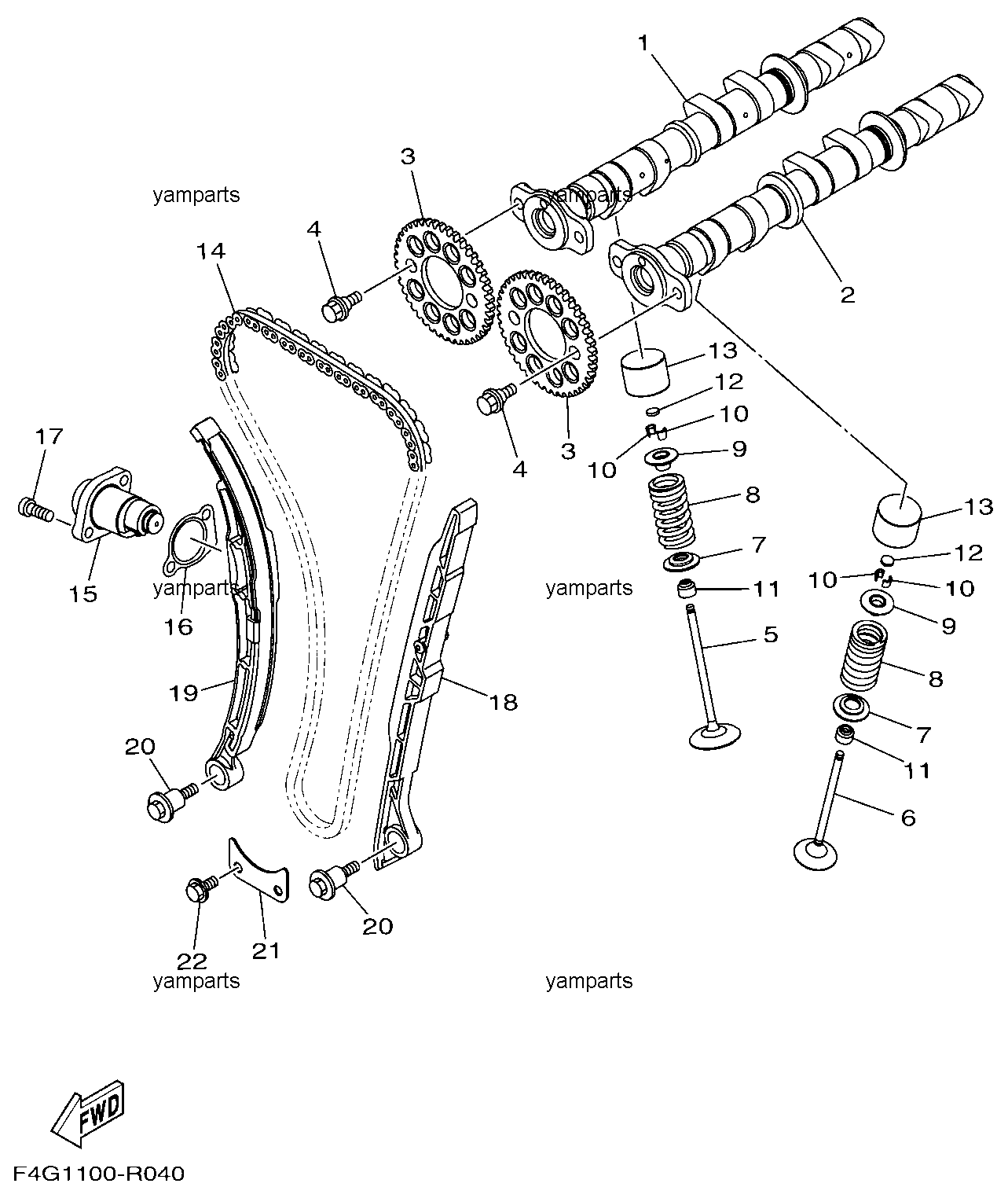Клапаны, распредвалы, цепь