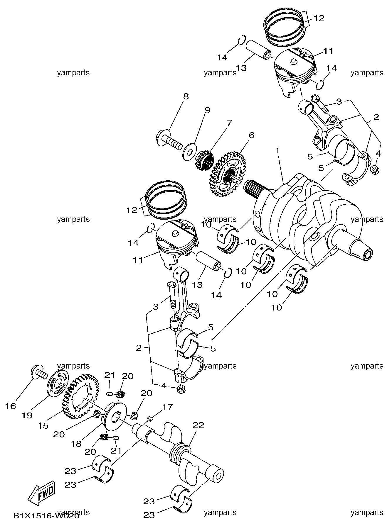 Коленвал, поршни