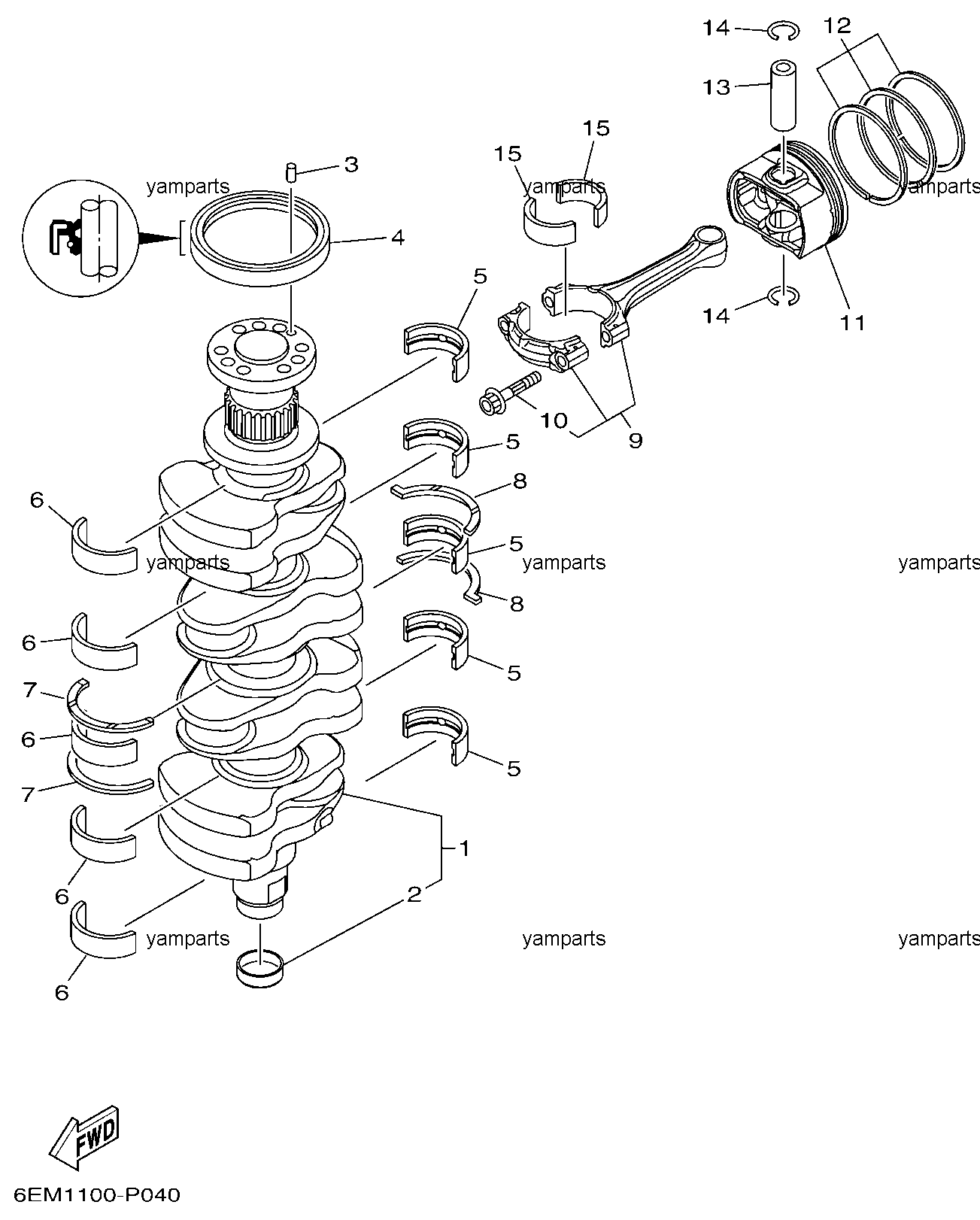 Вал коленчатый, поршни