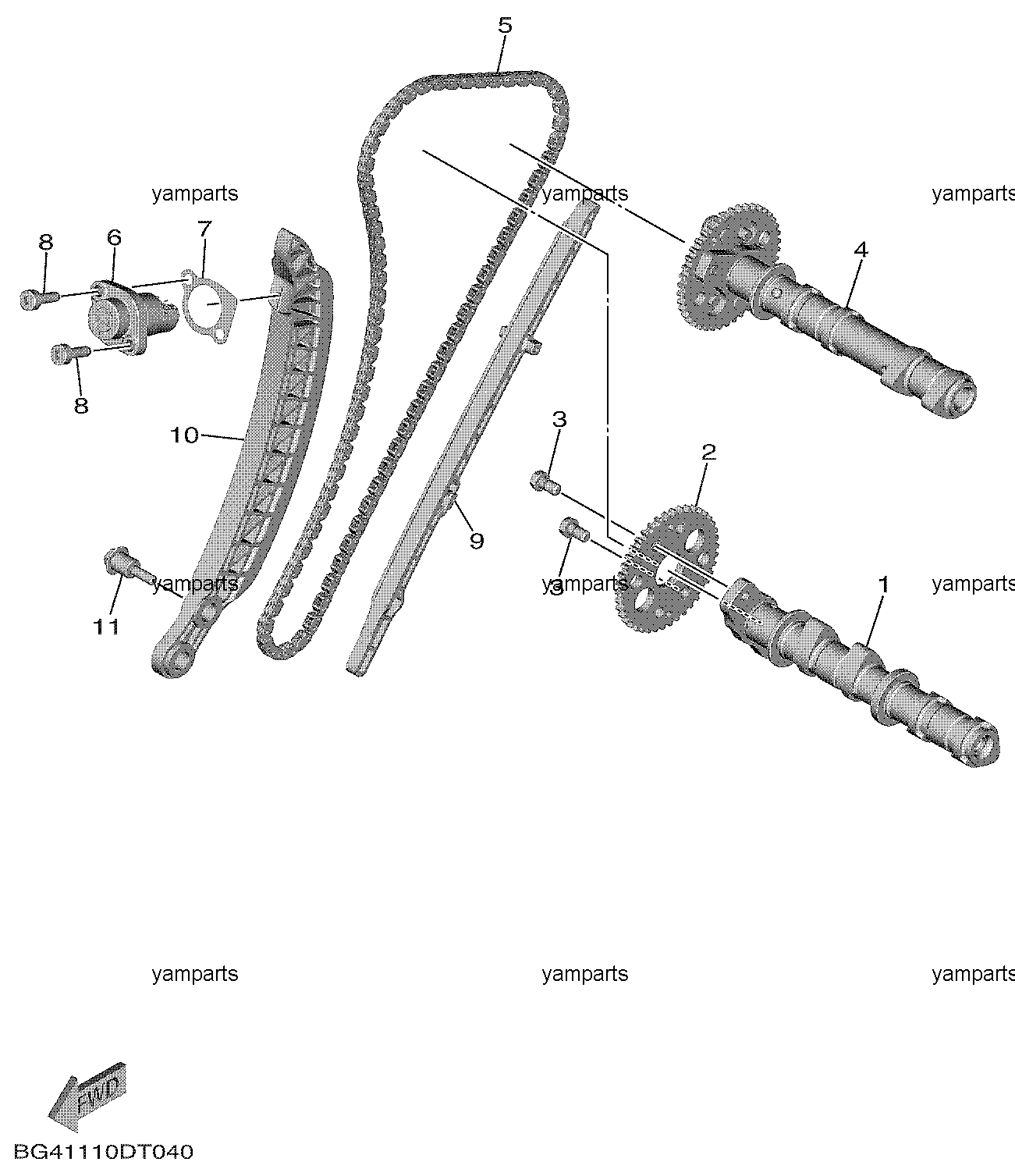 Валы распределительные, цепи