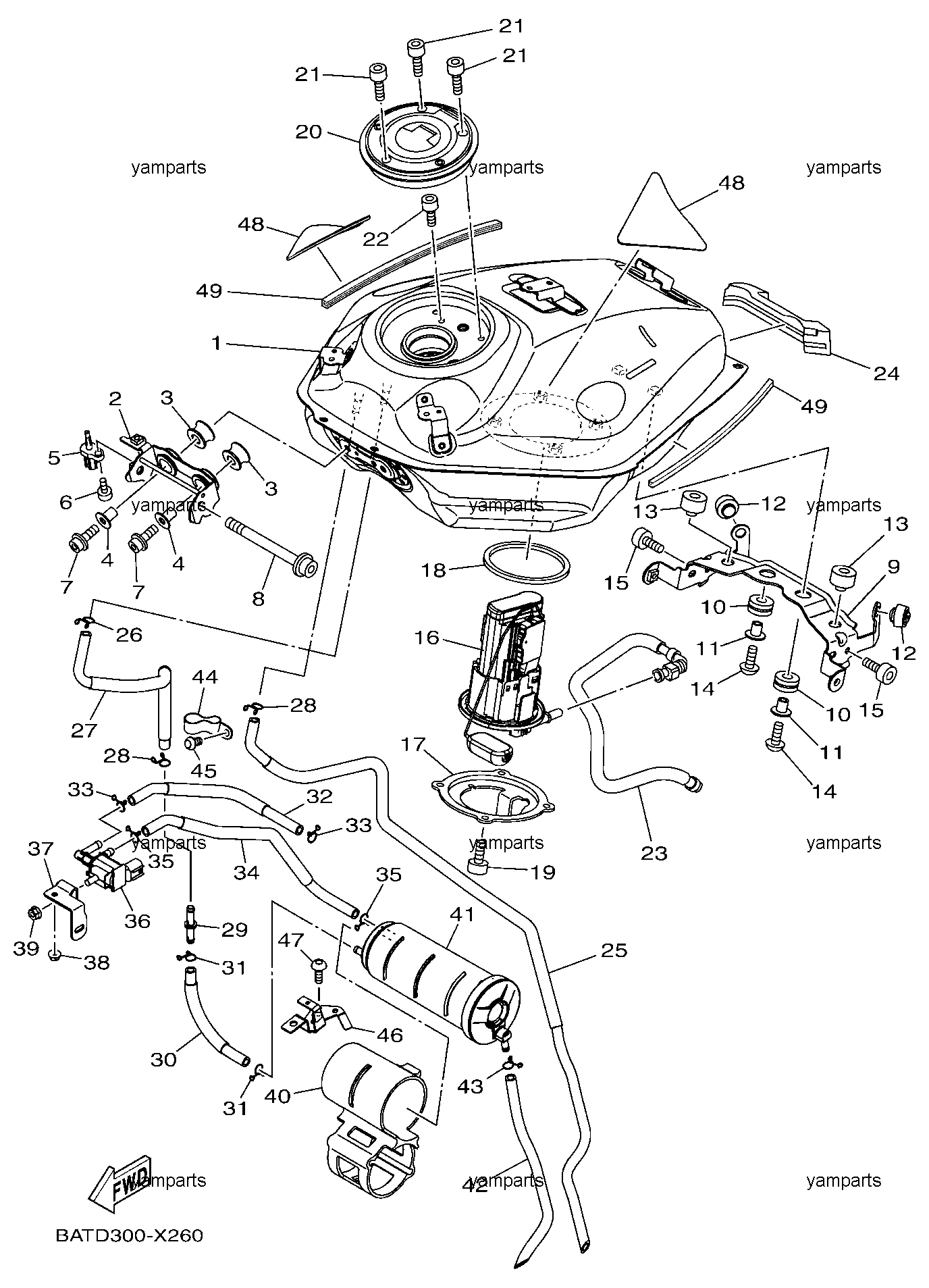 Бак топливный, насос