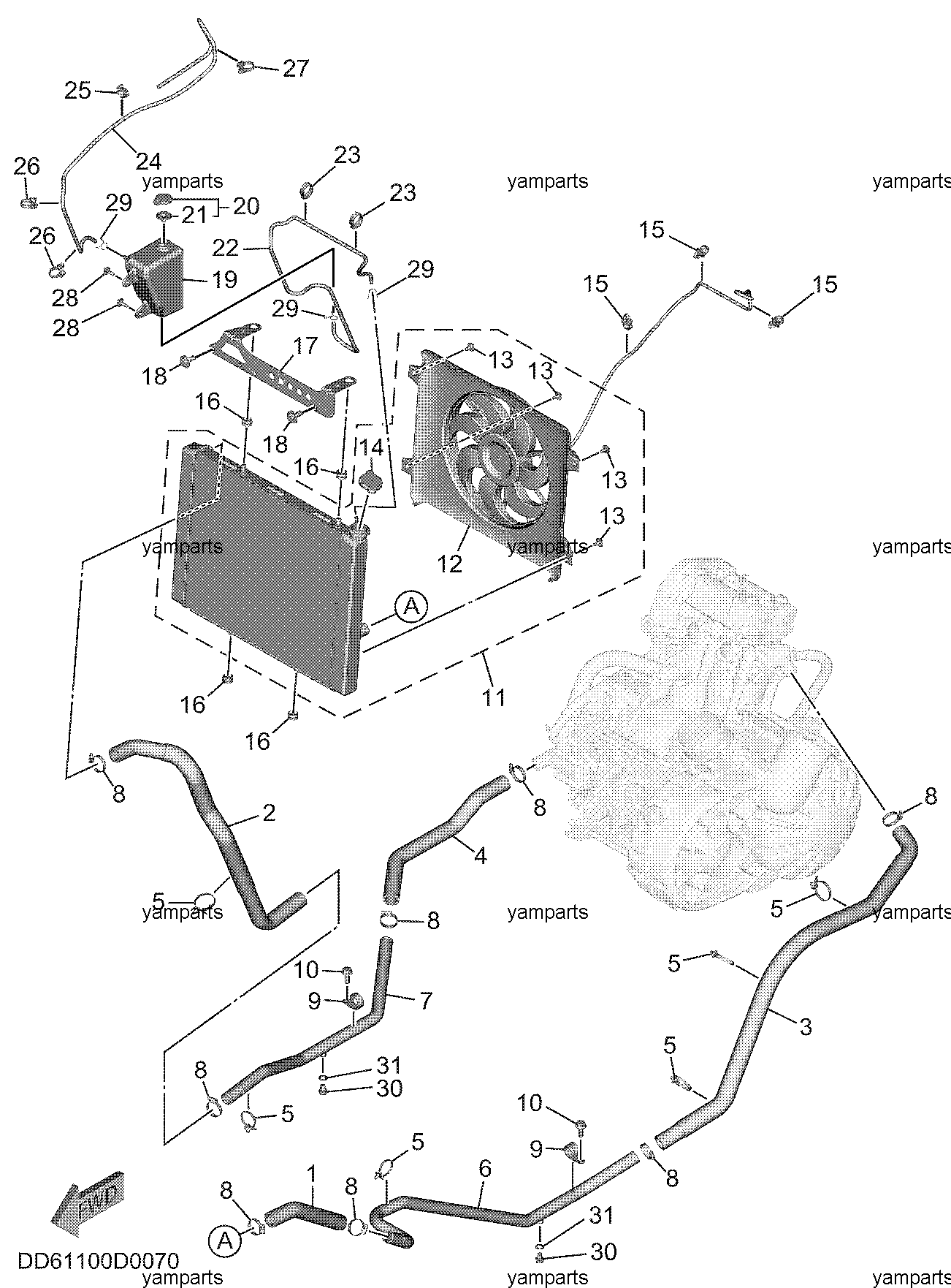 Радиатор, вентилятор, бачок расширительный