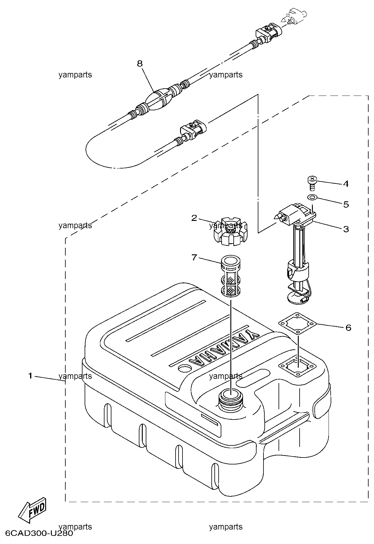 Бак топливный, шланг
